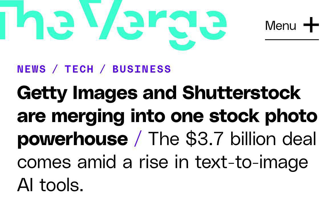 Внезапно произошло слияние Getty Images и Shutterstock. 🤯
7 января 2025 года Getty Images и Shutterstock объявили о слиянии на сумму $3,7 млрд | Сетка — социальная сеть от hh.ru