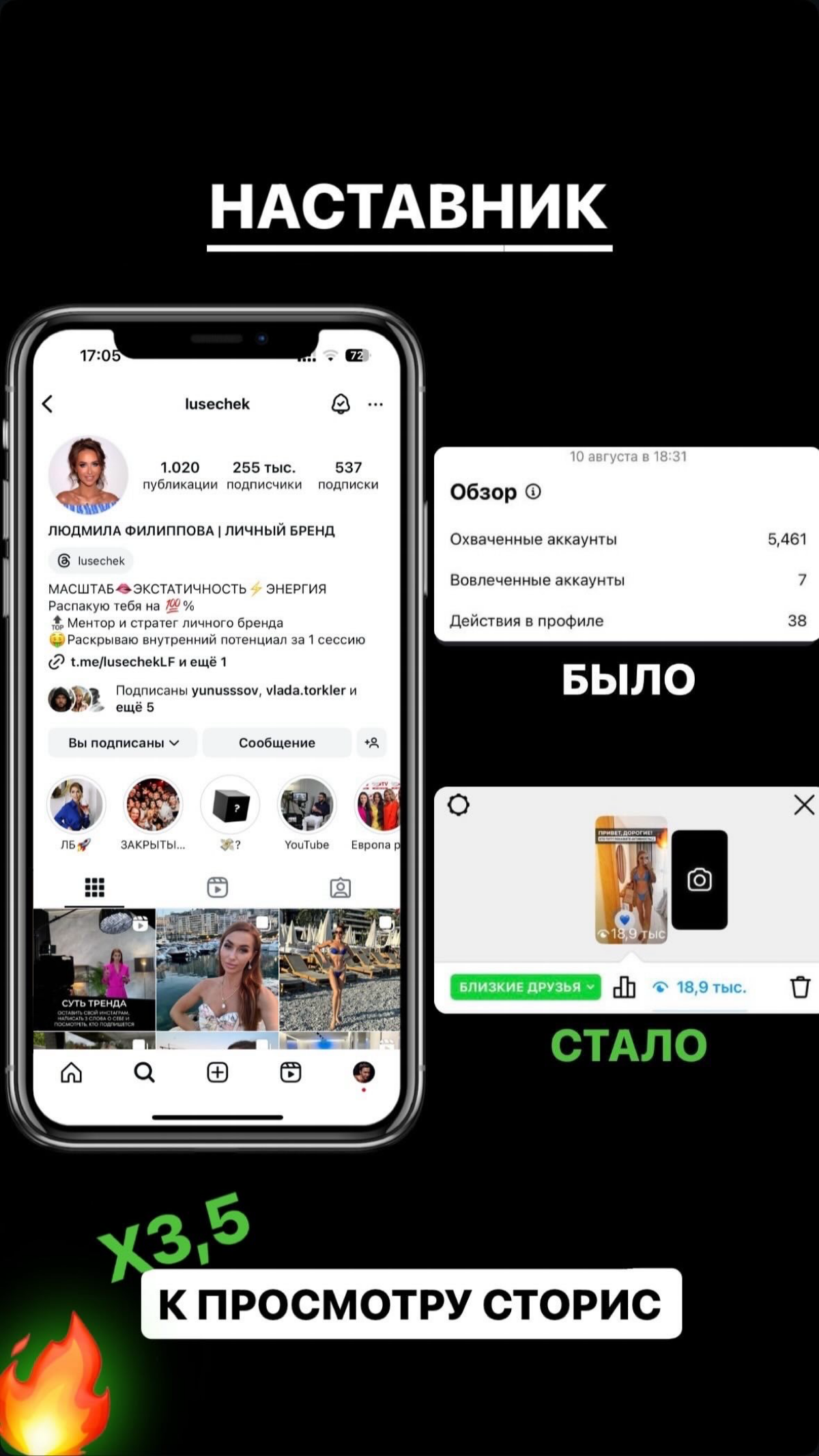 Фантастические кейсы наших клиентов 🔥⤵️
◦ ﻿﻿Функция «БЛИЗКИЕ ДРУЗЬЯ»
◦ ﻿﻿Добавляем ваших подписчиков в близкие друзья (гарантировано 1.5 подписчиков за
1 месяц).
•скорость добавления от 120.000 до 250 | Сетка — социальная сеть от hh.ru