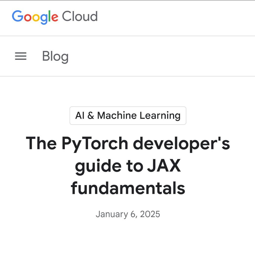 Недавно Google Cloud выпустил «Руководство разработчика PyTorch по основам JAX».
Jax – это фреймворк для машинного обучения, подобный PyTorch и TensorFlow | Сетка — социальная сеть от hh.ru