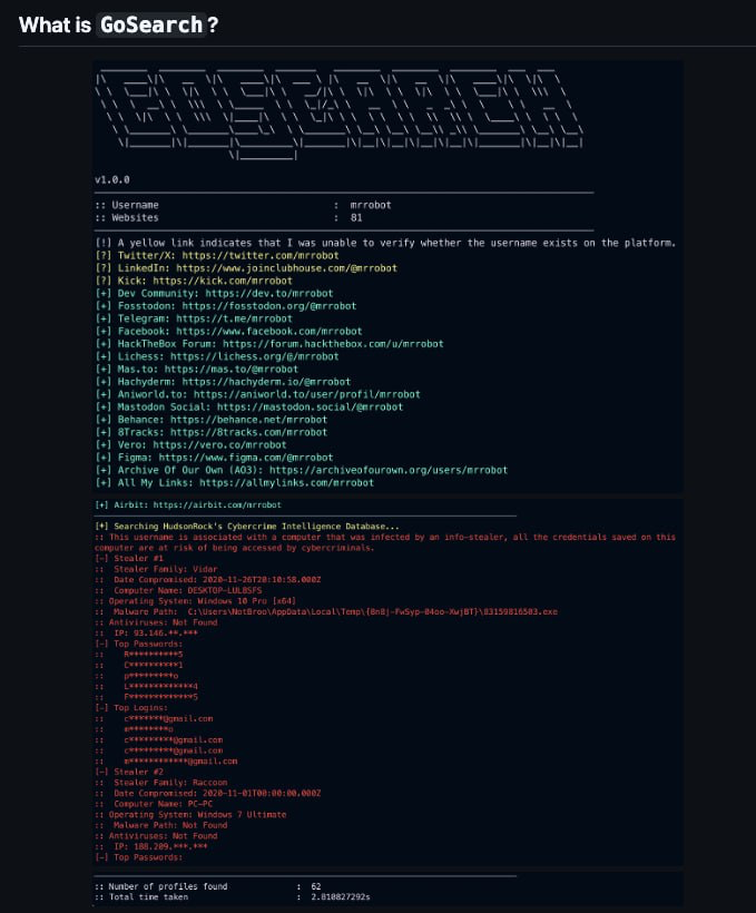 🚀 GoSearch: Лучший инструмент для киберразведки! | Сетка — социальная сеть от hh.ru