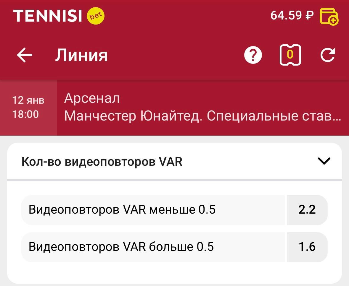 😅 Срочно бежим выносить Tennisi!
БК дает кэф 2.2 на ТМ 0.5 видеоповторов VAR.
В чем суть?
Это матч 3-го круга Кубка Англии.
На этой стадии турнира VAR нет, вообще нет!
P.S | Сетка — социальная сеть от hh.ru