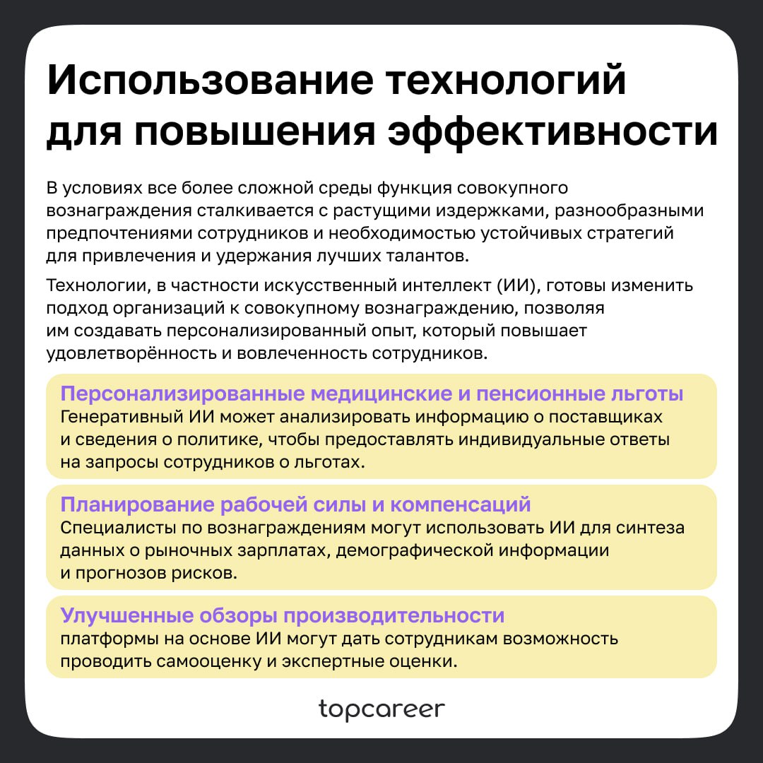 Будущее Total Rewards: тенденции, за которыми стоит следить в 2025 году
В сегодняшнем быстро развивающемся рабочем пространстве концепция совокупного вознаграждения претерпевает существенную трансформ... | Сетка — социальная сеть от hh.ru