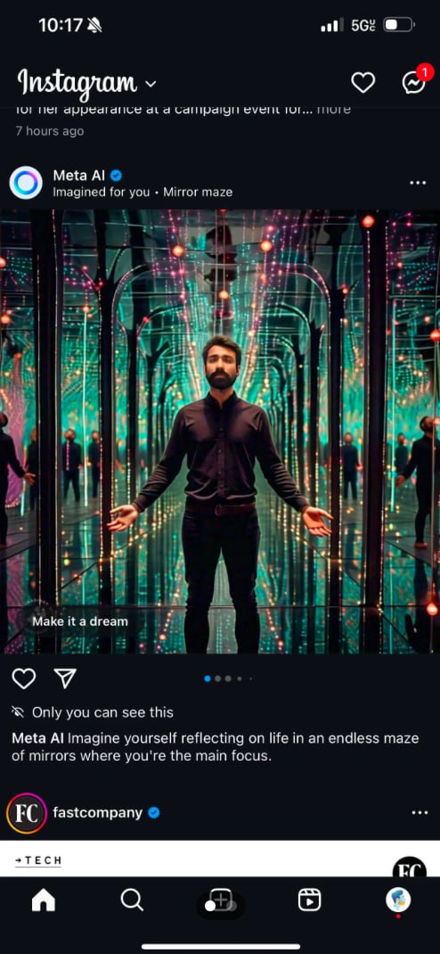 Парень отредактировал селфи с помощью Meta AI (запрещена в РФ), а Meta начала показывать его лицо в таргетинговой рекламе на него же.
Нормально, да? Сходил за хлебушком. | Сетка — социальная сеть от hh.ru