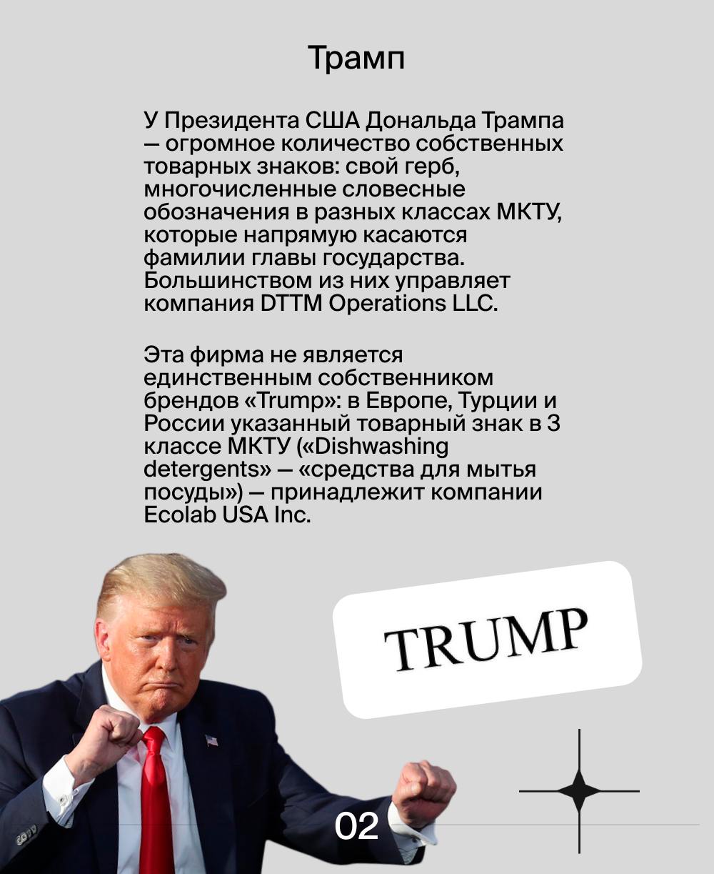 Как имена американских президентов стали товарными знаками?  💬
В Соединенных Штатах Америки разрешено регистрировать имена президентов как товарные знаки | Сетка — социальная сеть от hh.ru