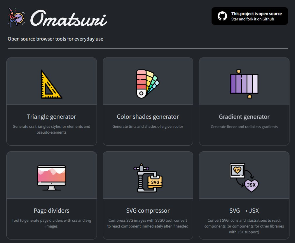 Omatsuri: набор инструментов, который делает фронтенд проще
Это бесплатный инструмент с открытым исходным кодом, собравший 12 утилит для типичных задач фронтенд-разработчика | Сетка — социальная сеть от hh.ru