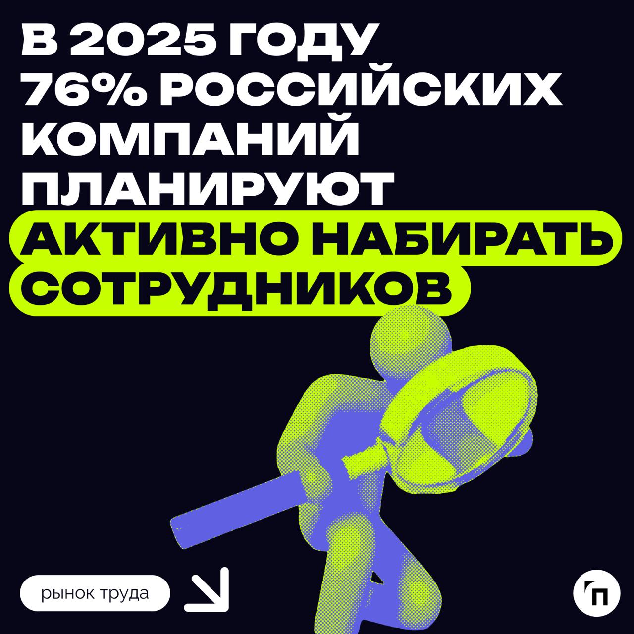 📊 В 2025 году 76% российских компаний планируют активно набирать сотрудников
Весь 2024 год в России обсуждали нехватку рабочих рук во всех сферах экономики и трудности с поиском нового персонала | Сетка — социальная сеть от hh.ru