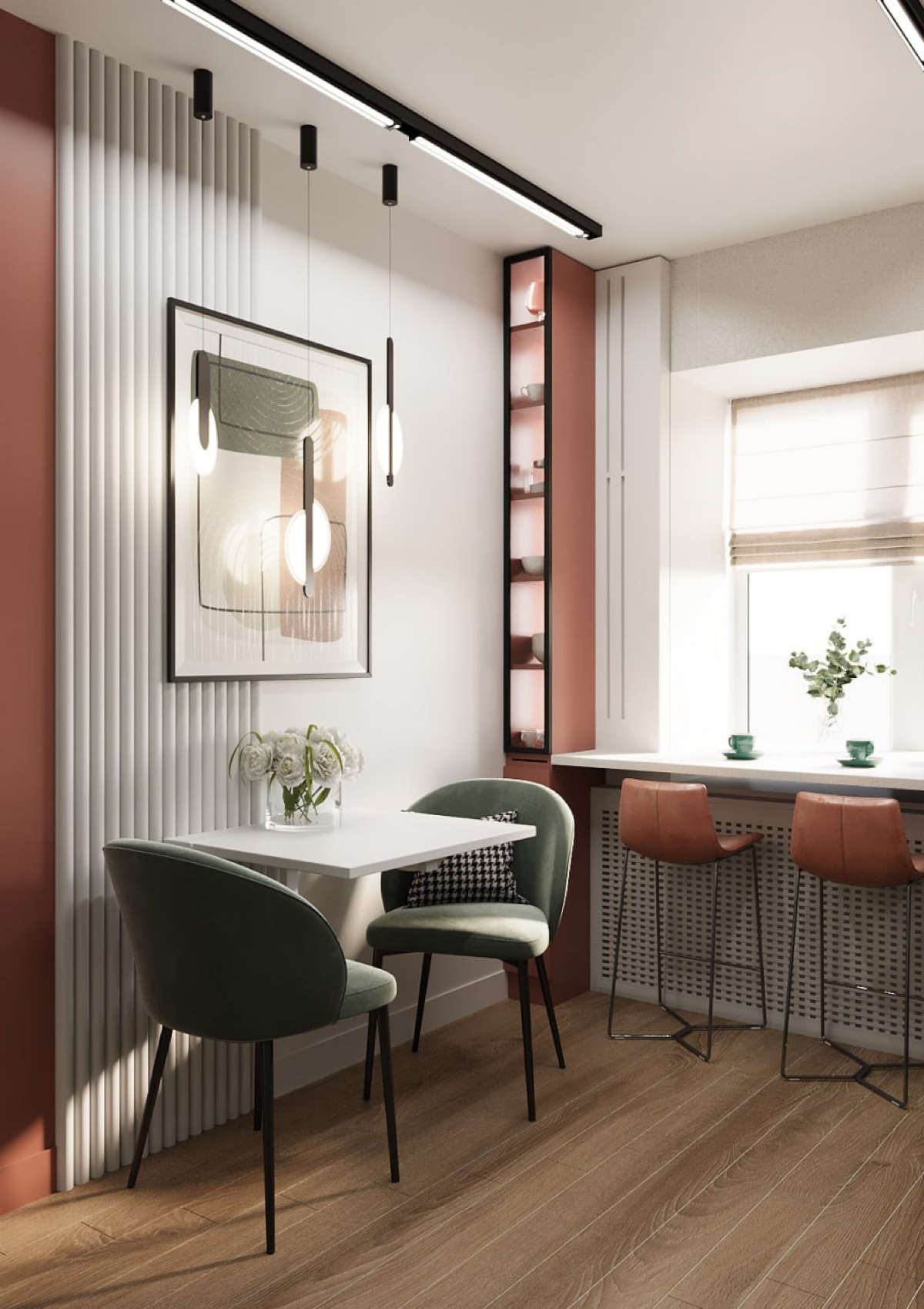 Уютная кухня в сердце столицы Урала!
Проект выполнен в исторической «брежневке». #уральскаябрежневка  
Оттенки зеленого и оранжевого благоприятно влияют на человека | Сетка — социальная сеть от hh.ru