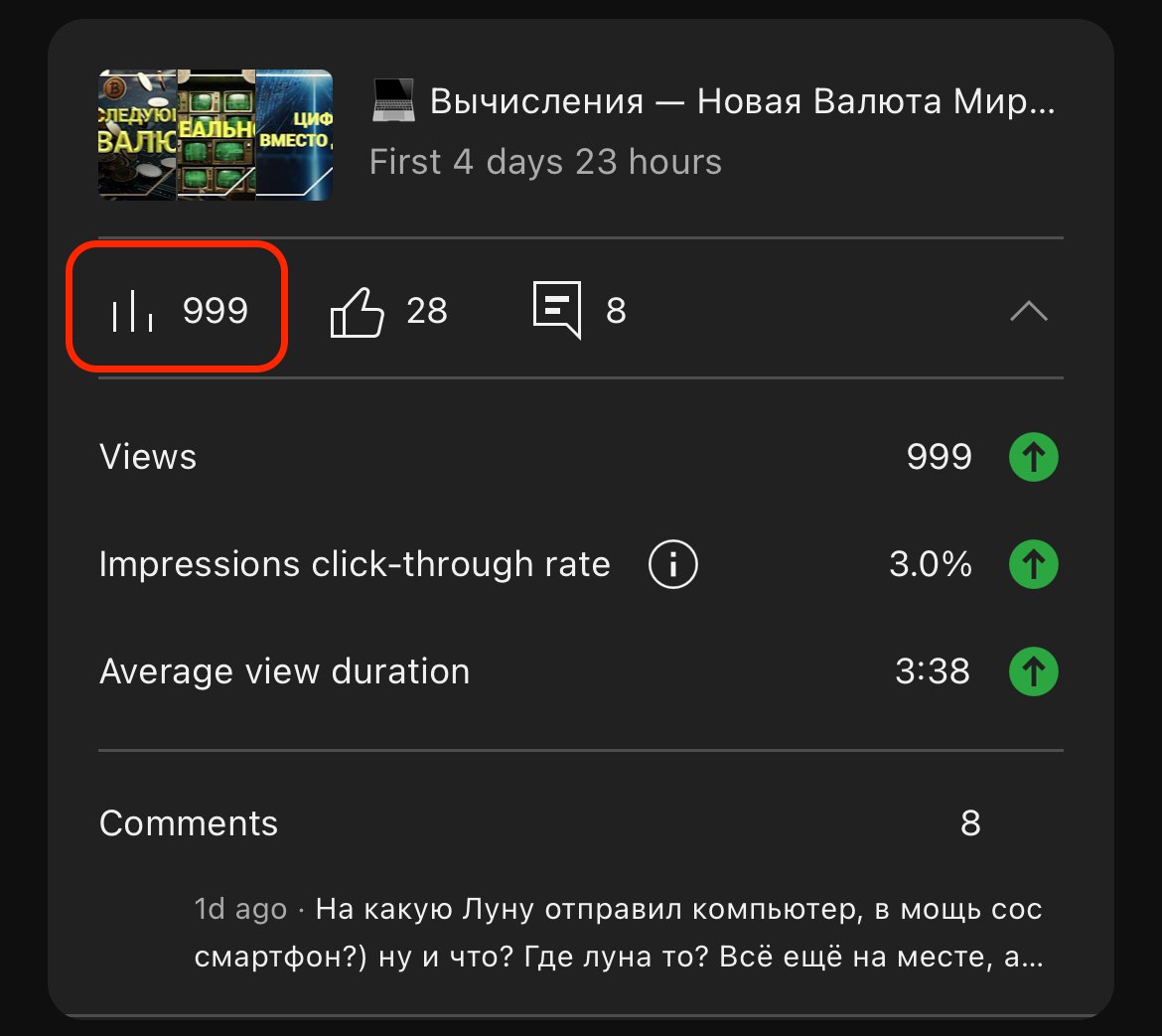 Ну что же, можно сказать что первая тысяча просмотров на видео практически собрана. Чем больше занимаюсь ютюбом, тем больше понимаю что и как | Сетка — социальная сеть от hh.ru