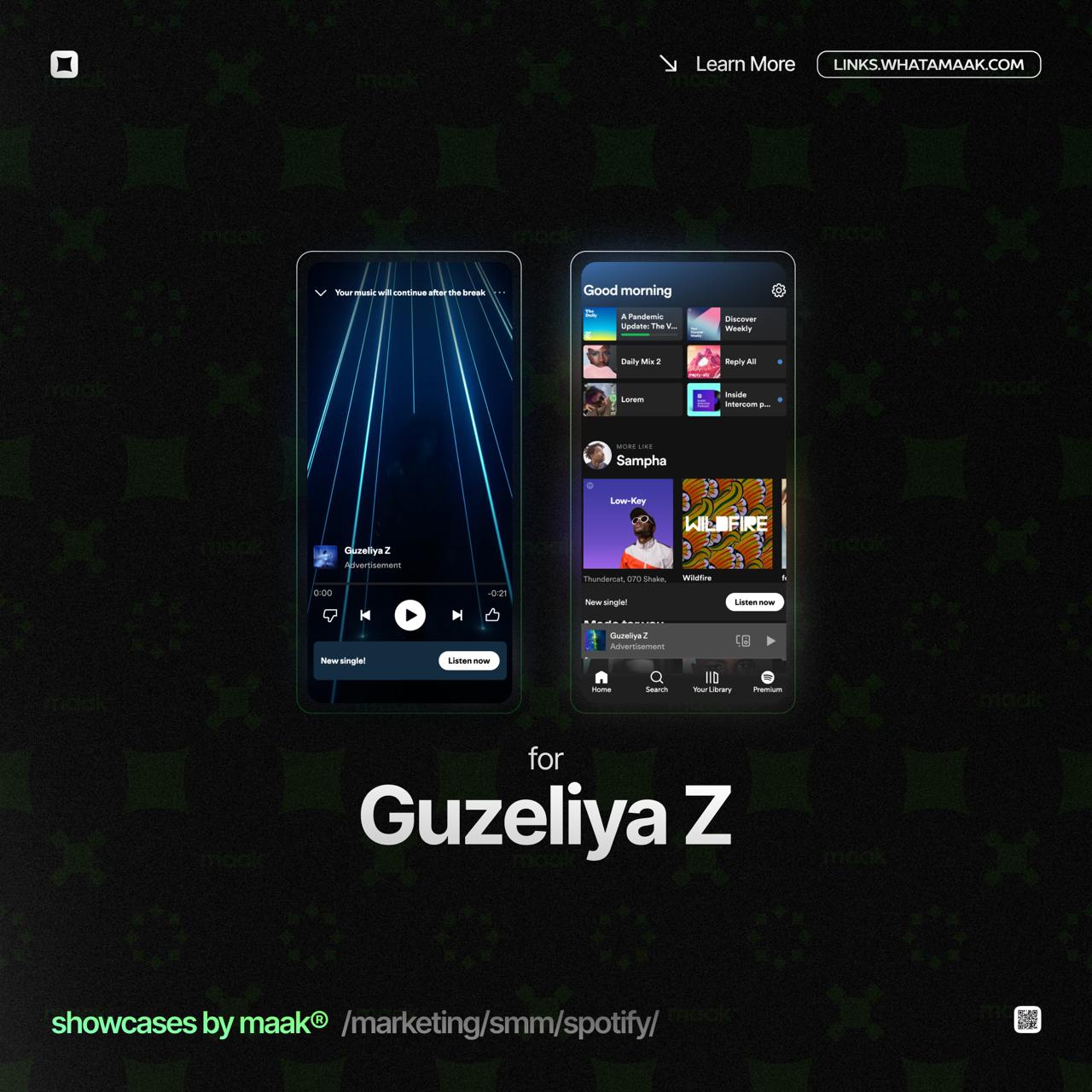 📱 Новый кейс — Продвижение в Spotify для Guzeliya Z
💡 Что было сделано?
— Таргетированная реклама
🔥Заказать продвижение
⚡️Другие услуги#bymaak@whatamaak· #spotify #спотифай
🔗 maak® × подробнее | Сетка — социальная сеть от hh.ru