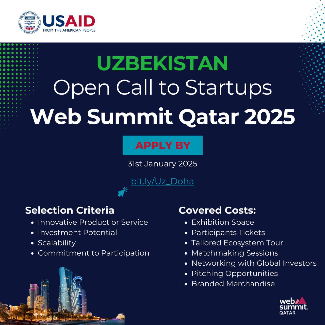 Проект USAID Business Support рад объявить о возможности для узбекских IT-стартапов принять участие в Web Summit Qatar 2025 — одном из ведущих мировых событий в сфере технологий, которое пройдет с 23 ... | Сетка — социальная сеть от hh.ru