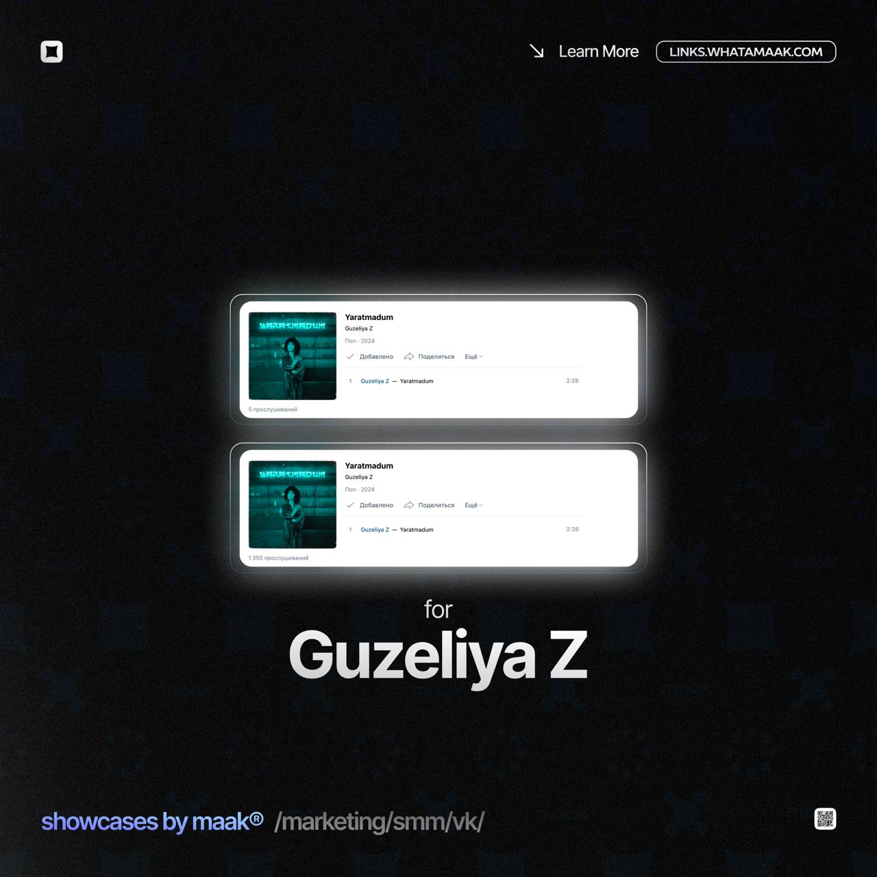 📱 Новый кейс — Продвижение в VK для Guzeliya Z
💡 Что было сделано?
— Таргетинг в VK;
— Посев по музыкальным плейлистам;
— Рассылки трека по музыкальным сообществам
🔥Заказать продвижение
⚡️Другие услуг... | Сетка — социальная сеть от hh.ru