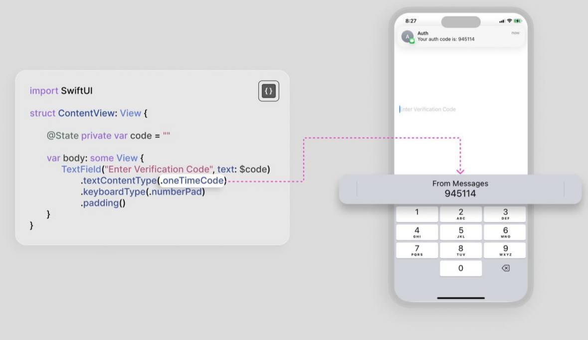 💡 SwiftUI Совет
Автозаполнение кодов подтверждения — одна из лучших функций в iOS.
Чтобы явно включить её для текстового поля, просто используйте:
.textContentType(.oneTimeCode) | Сетка — социальная сеть от hh.ru
