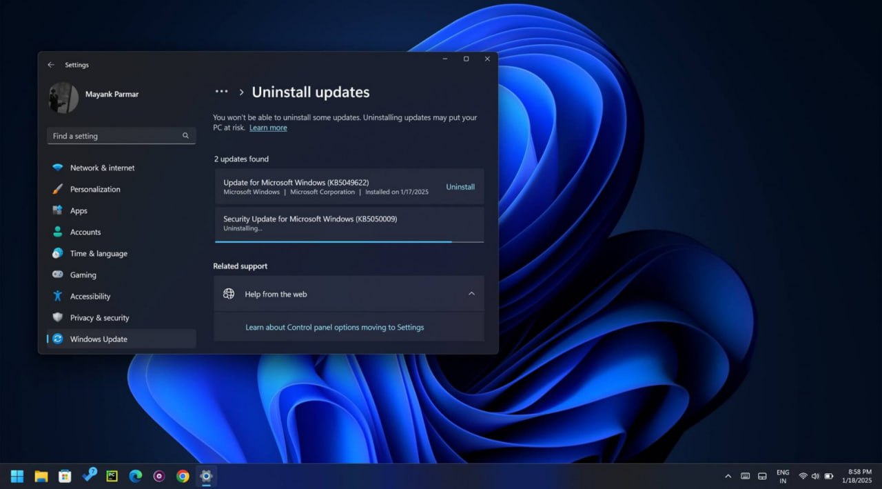 Обновление KB5050009 для Windows 11 ломает работу: Bluetooth-наушников, комбинации Alt+Tab, диспетчера задач, веб-камер
https://habr.com/ru/news/877236/ | Сетка — социальная сеть от hh.ru