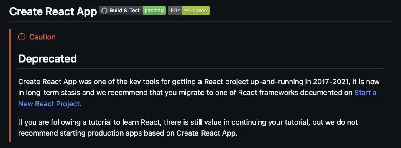 Старичок CRA (Create React App) уходит на покой…🫡
Помню его как инструмент, с которого многие начинали свои React проекты | Сетка — социальная сеть от hh.ru
