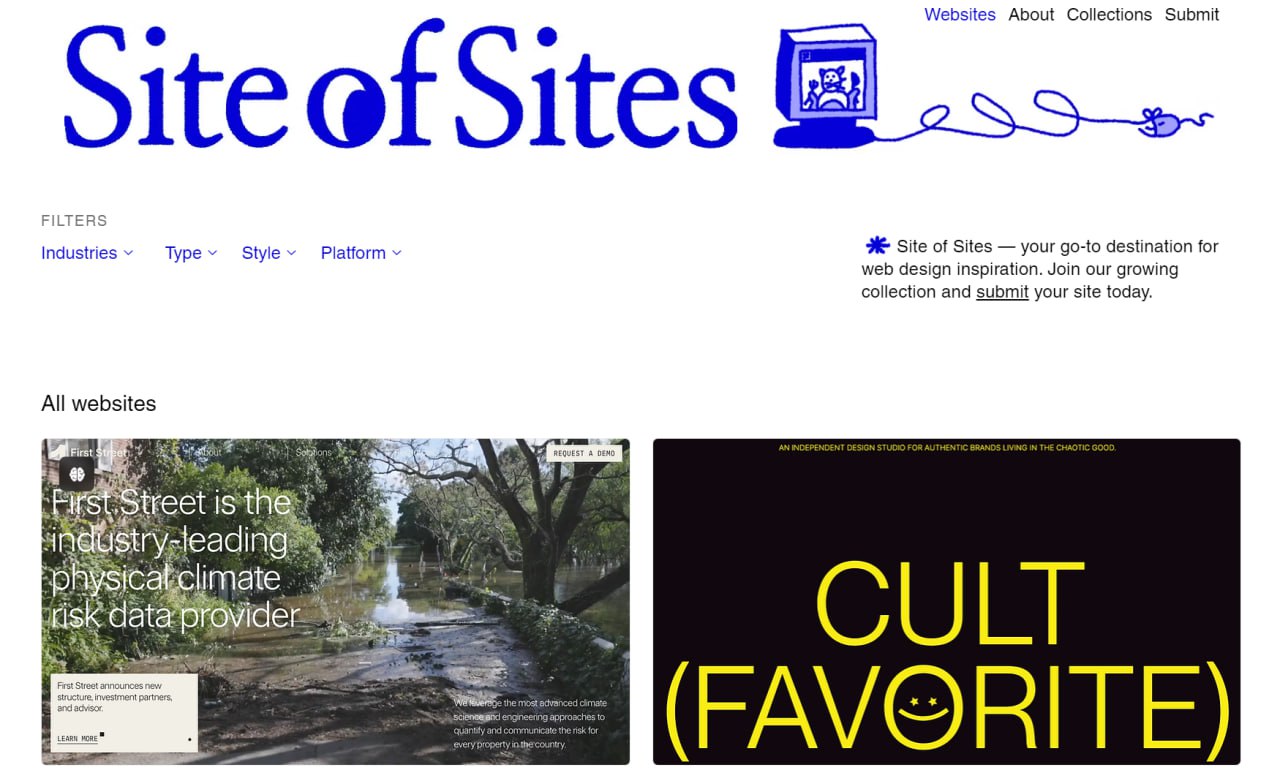 siteofsites — библиотека с говорящем названием, сайт сайтов. В общем сборник креативных решений для вдохновения | Сетка — социальная сеть от hh.ru