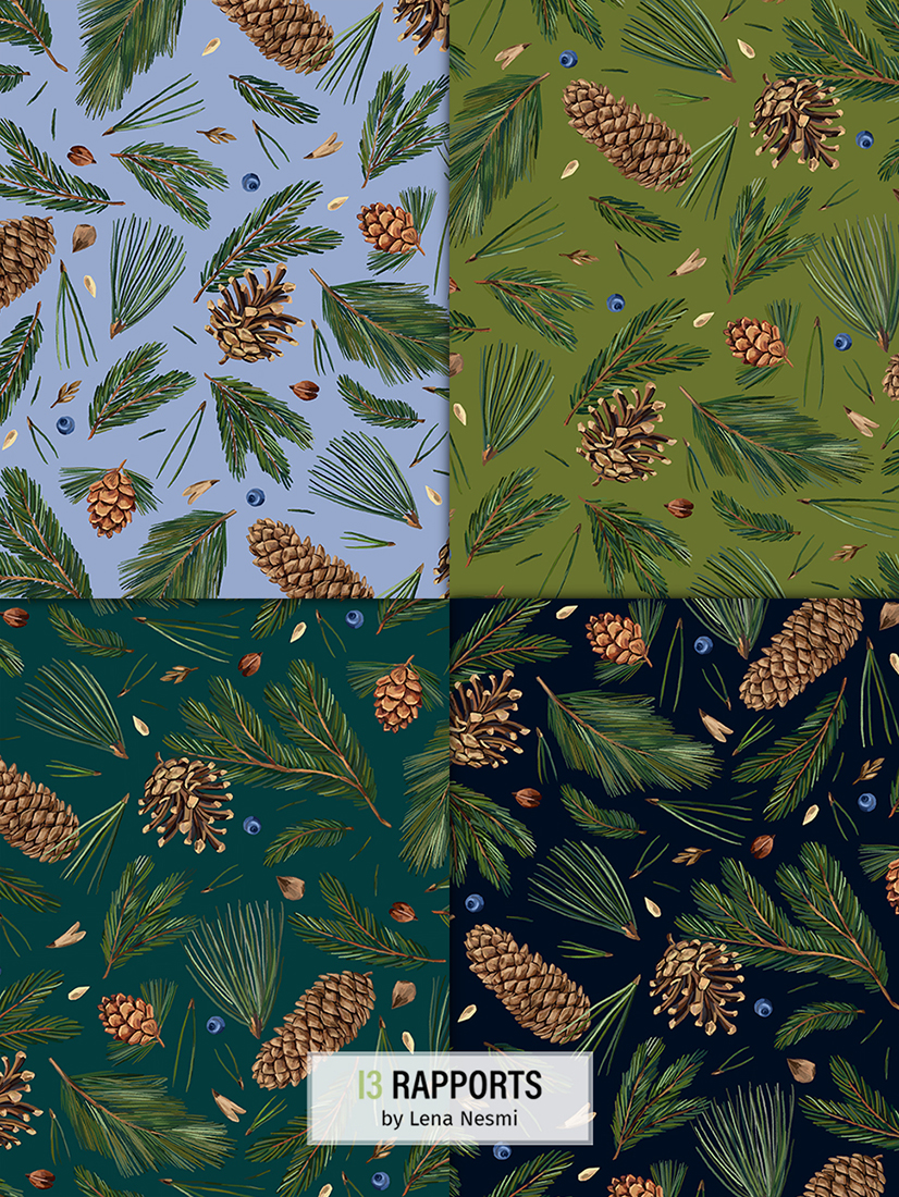Серия лесных паттернов 🌲✏️ 
 
Больше моих работ можно посмотреть по ссылке:  Behance | Сетка — социальная сеть от hh.ru