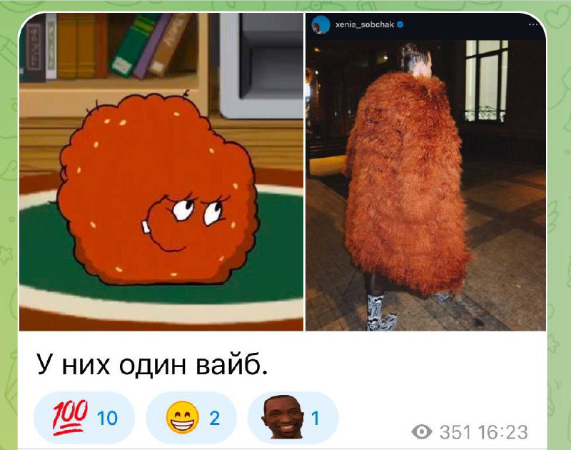 Угар, Собчак стала мемом из-за своей шубы от Prada. Креативщики наделали кучу смешных креативов, где ее сравнили с куриными ножками, неудачными сырниками Юлии Высоцкой и прочими шедеврами кулинарии | Сетка — социальная сеть от hh.ru