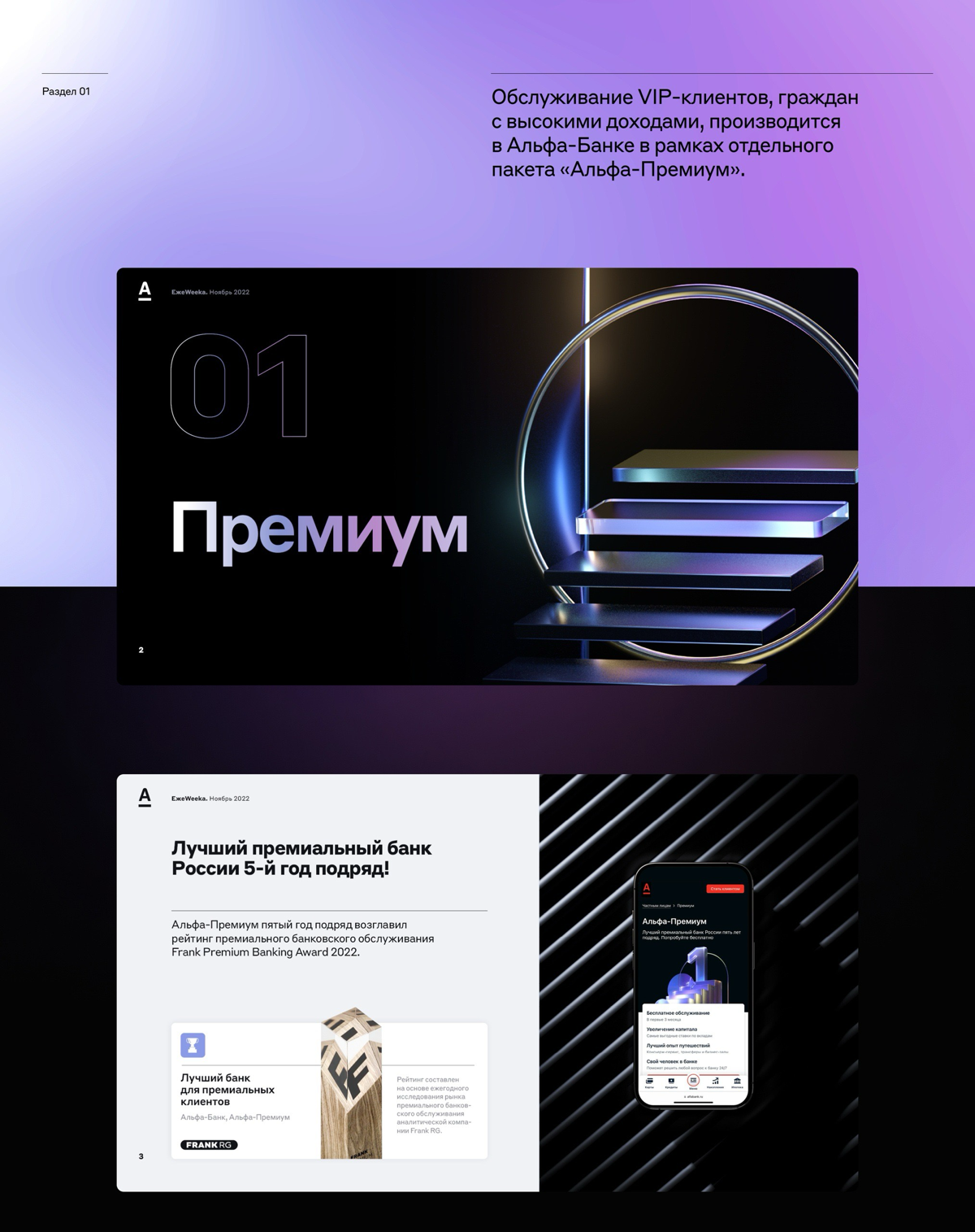 Отчетная презентация Альфа-Премиум. Посмотреть полностью можно тут: https://dprofile.ru/case/14426/prezentaciia-alfa-premium | Сетка — социальная сеть от hh.ru
