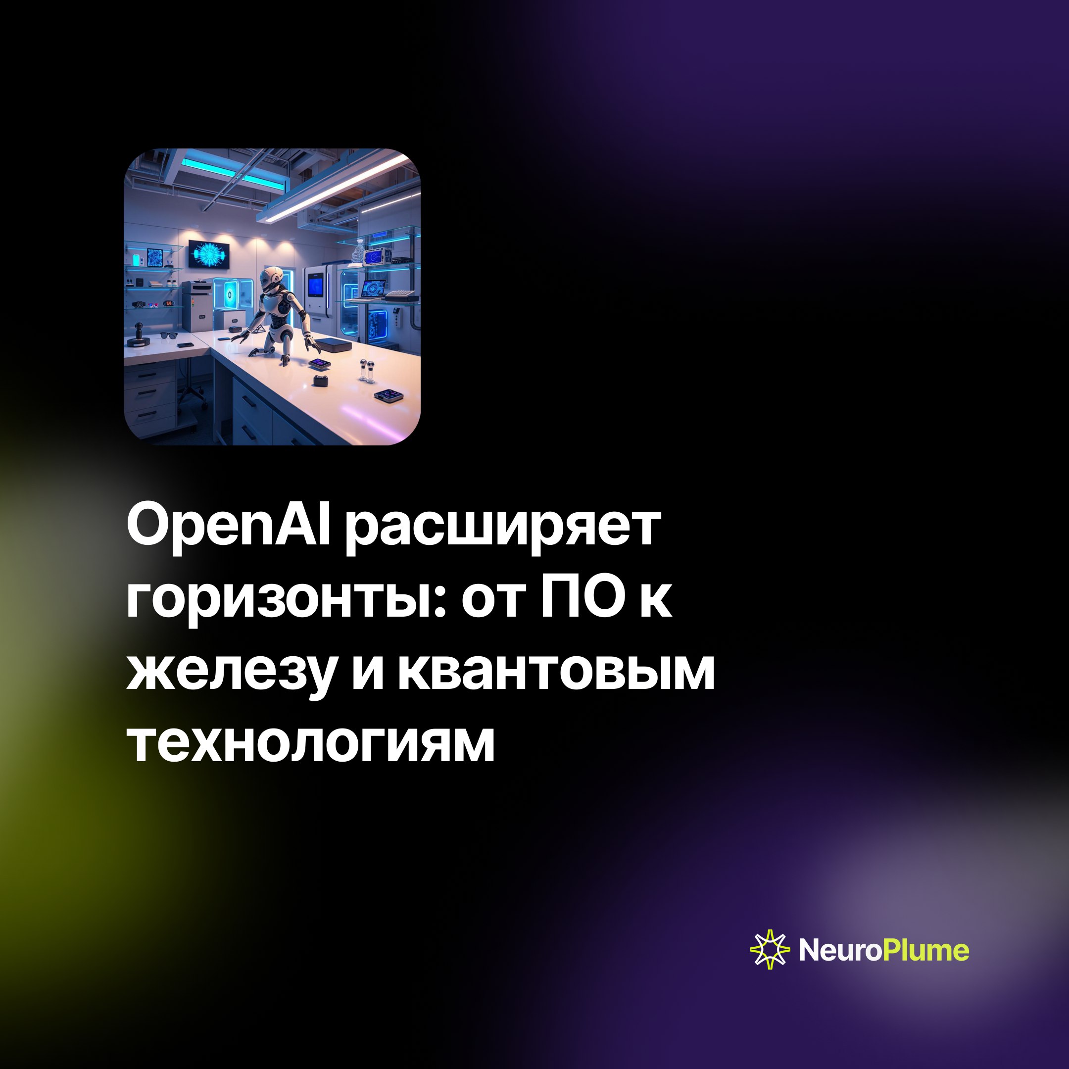 💡 OpenAI расширяет горизонты: от ПО к железу и квантовым технологиям
Компания OpenAI, известная созданием ChatGPT, подала заявку на регистрацию товарного знака для линейки устройств | Сетка — социальная сеть от hh.ru