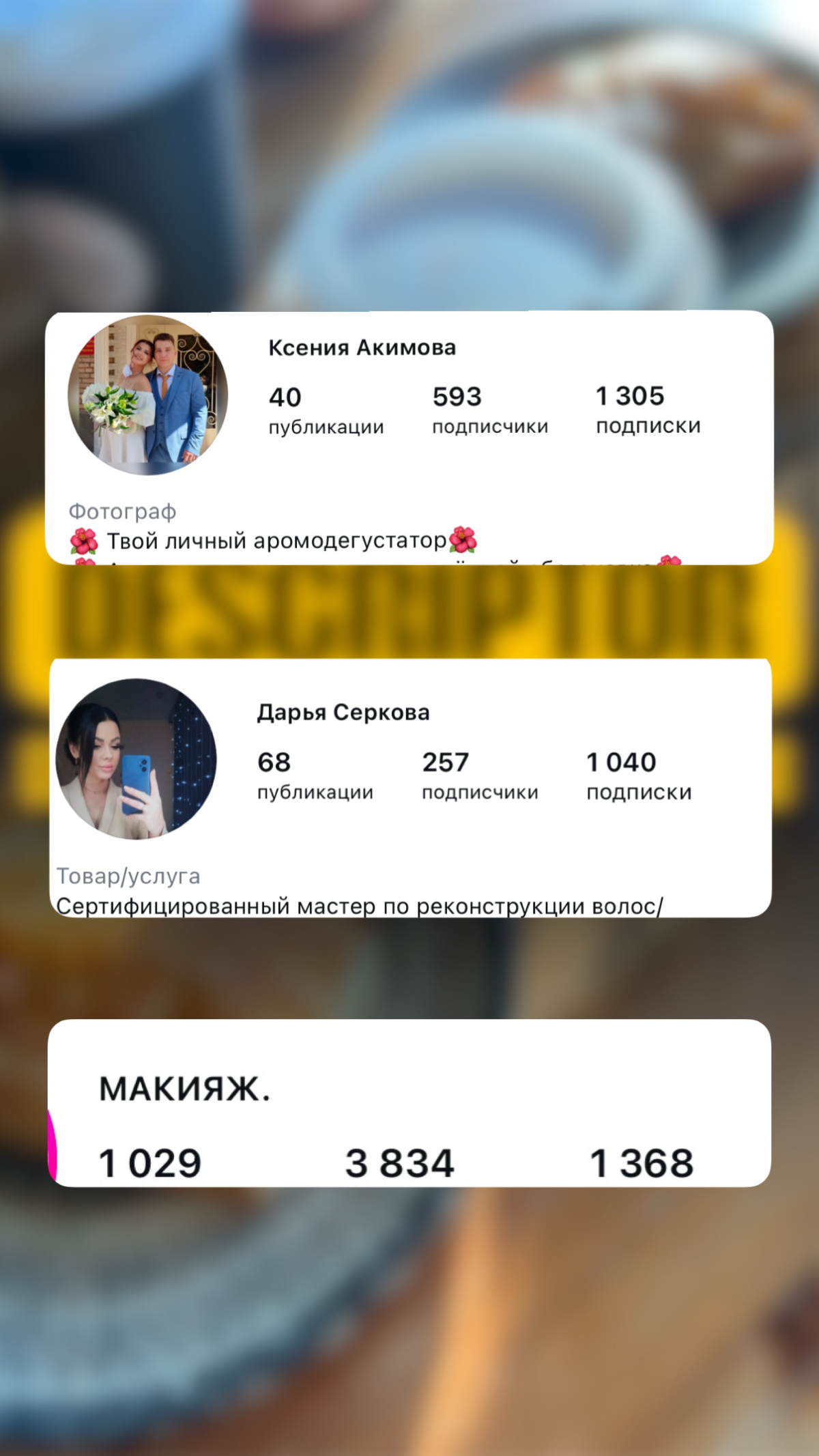 Дескриптор. Вроде одна строчка, а сколько решает.
Именно по нему тебя находят люди, которые пользуются поиском инстаграм | Сетка — социальная сеть от hh.ru