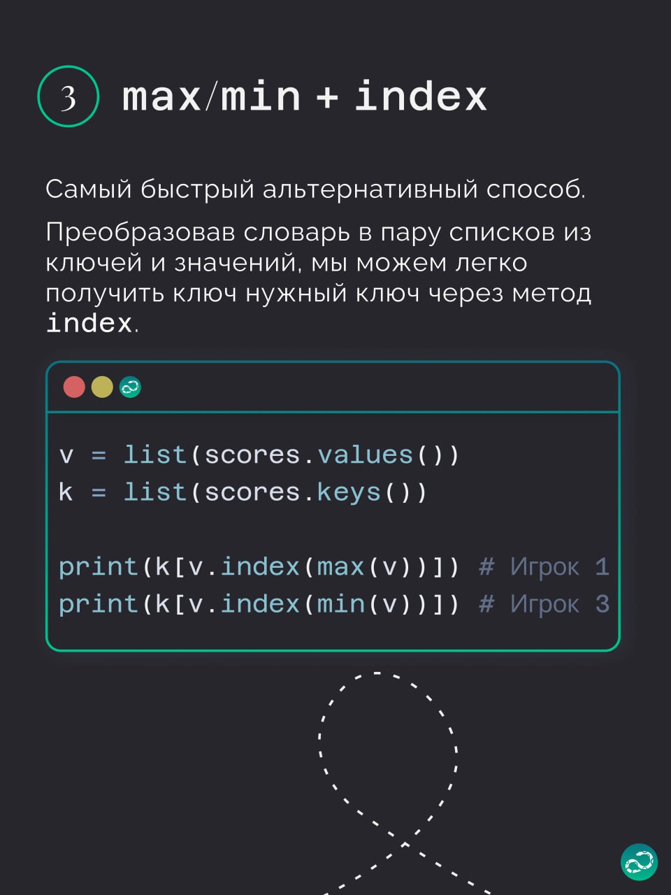 Поиск ключей с максимальным и минимальным значением
🗝 Хотя словари придуманы не для того, чтобы получать в них ключ по значению, иногда такая необходимость возникает | Сетка — социальная сеть от hh.ru