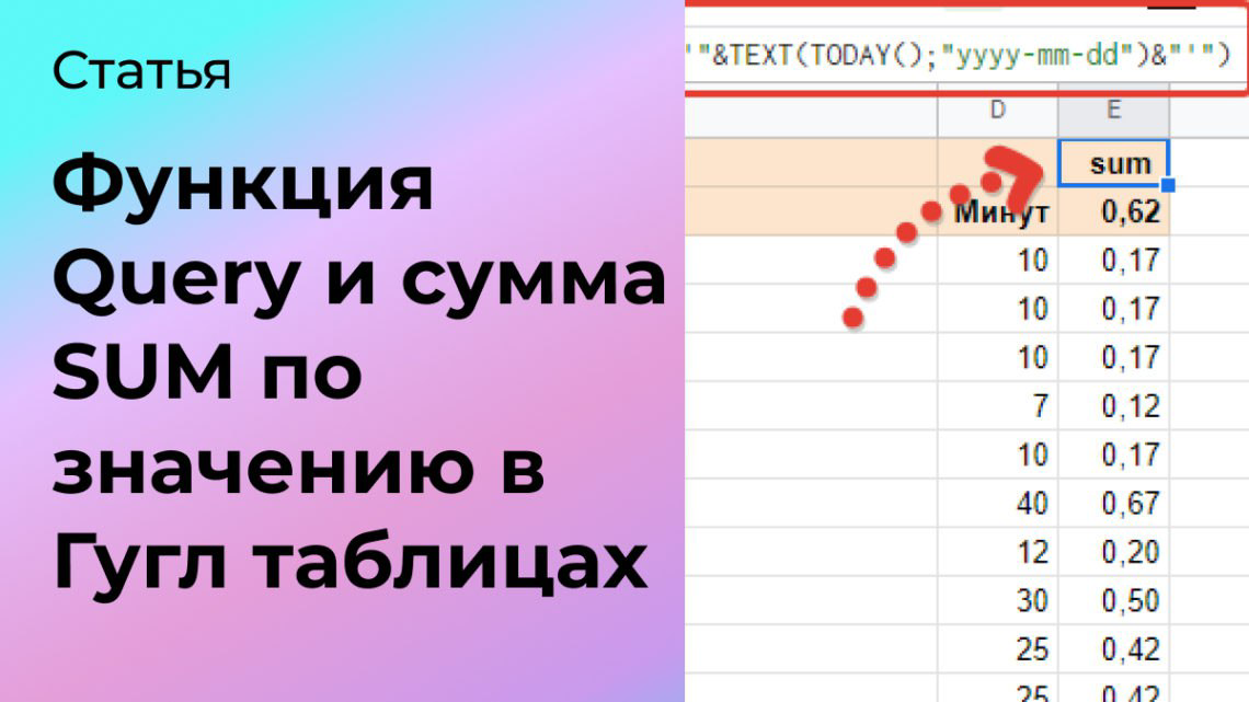 Функция Query и SUM по значению в Гугл таблицах | Сетка — социальная сеть от hh.ru