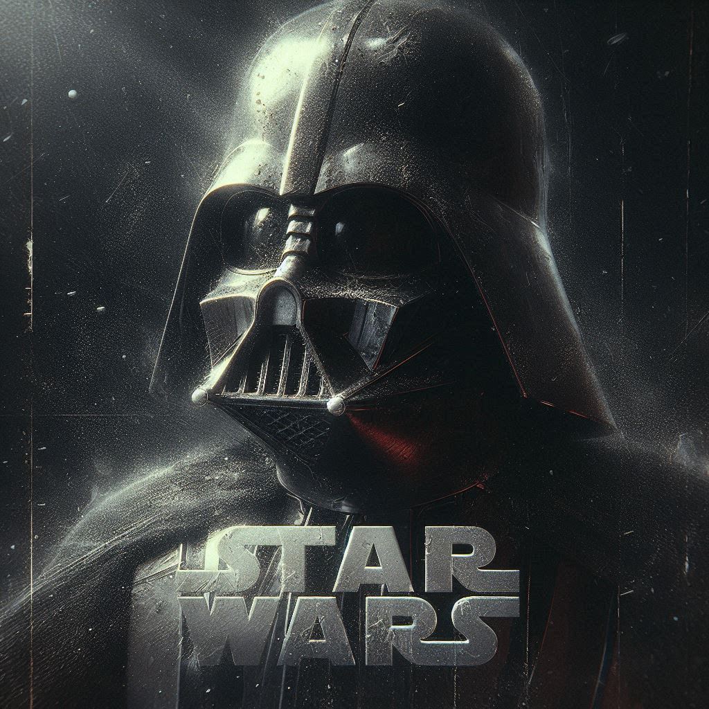 AI: DALL·E 3
🎨 Промпт:
Cinematic poster of Darth Vader, close-up editorial photo, grunge style with dust particles and scratches, dark atmospheric lighting, dramatic shadows, minimalistic layered comp... | Сетка — социальная сеть от hh.ru