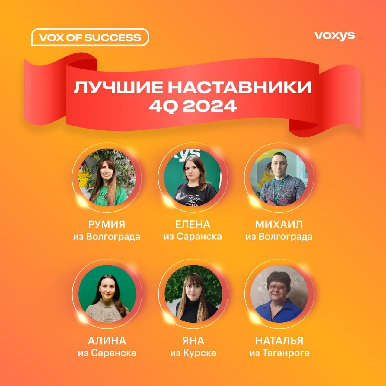 Лучшие сотрудники 4 квартала ⭐️
Череда триумфальных постов и награждений продолжается! Недавно мы анонсировали прохождение VOXYS в финал престижной премии, а сегодня мы назовём лучших наставников  VOX... | Сетка — социальная сеть от hh.ru