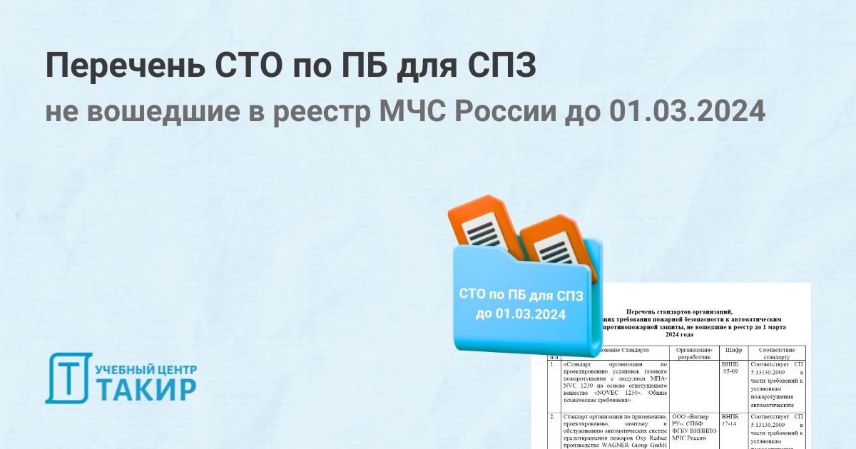 Перечень СТО по ПБ для СПЗ, не вошедшие в реестр МЧС России до 1 марта 2024 года
На сайте МЧС России опубликован перечень стандартов организаций, содержащих требования пожарной безопасности к автомати... | Сетка — социальная сеть от hh.ru