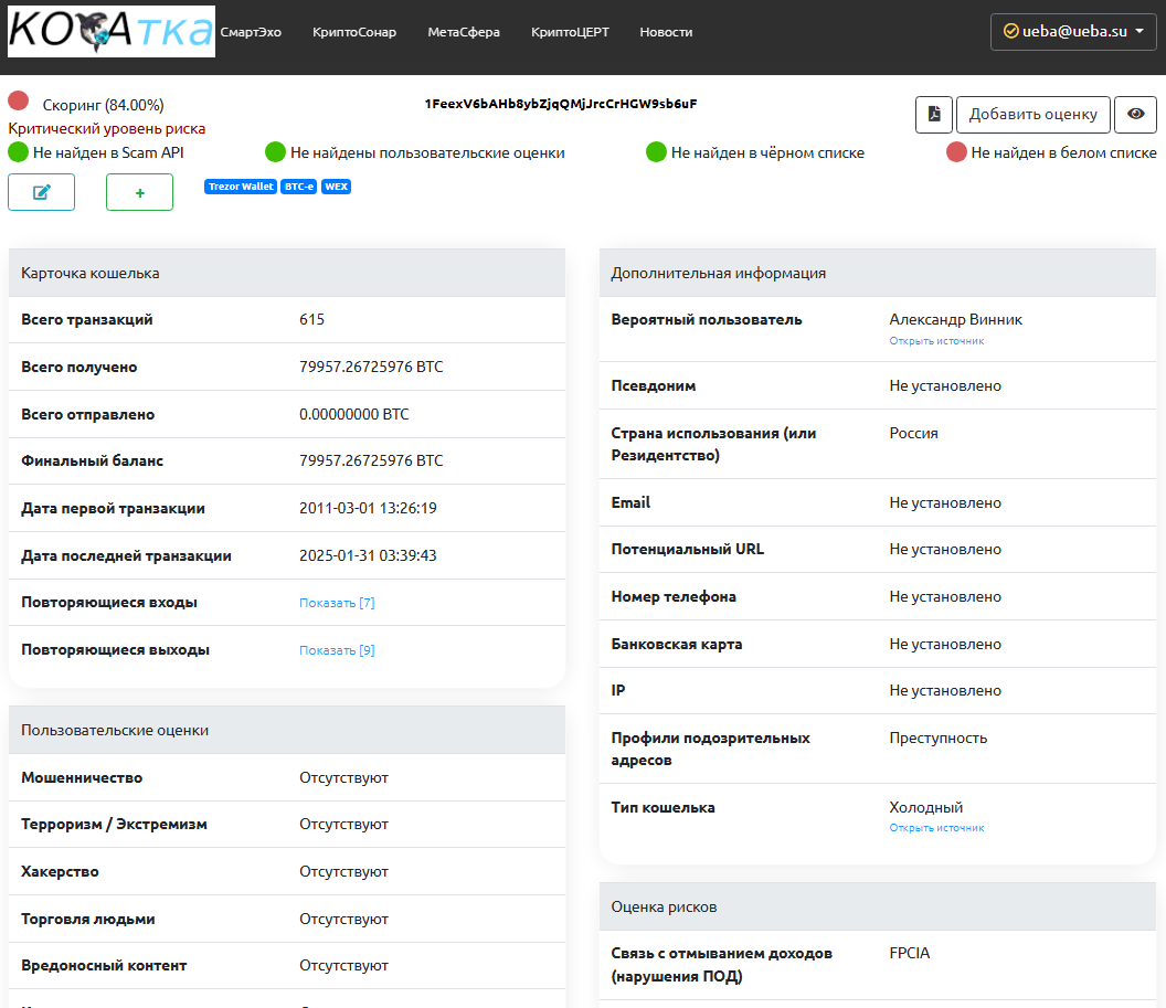 Коллеги, в связи с последними новостями о возможной депортации Александра Винника, в закрытом канале анализируем и отслеживаем наличие исходящих транзакций у биткойн-адреса, предположительно принадлеж... | Сетка — социальная сеть от hh.ru