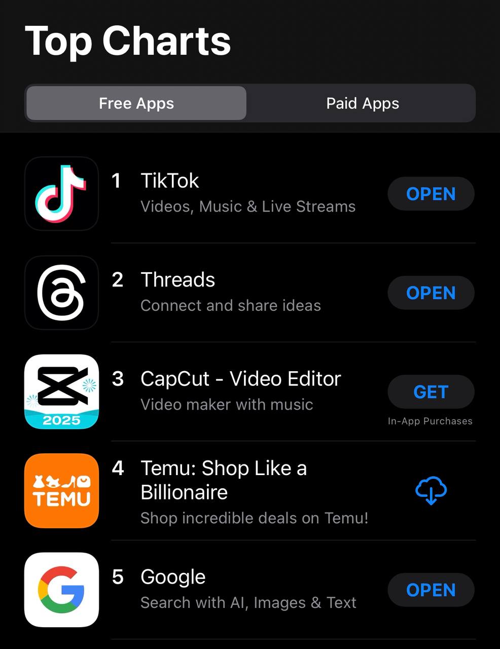 Сегодня Apple вернул TikTok и CapCut в американский стор и они сразу же ворвались в топ-3.
Captions | Сетка — социальная сеть от hh.ru