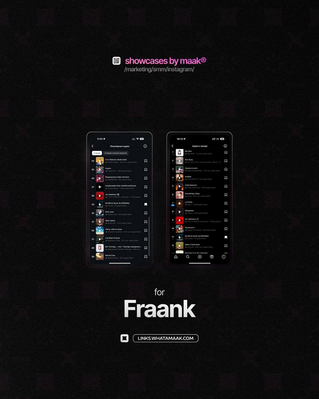 📱 Новый кейс — Продвижение в топ чарты Instagram* для Fraank
💡 Что было сделано?
— Размещение сниппетов и видео-нарезок с треком артиста в тематических сообществах;
— Массовый постинг
⭐️Итог:
— Попали... | Сетка — социальная сеть от hh.ru