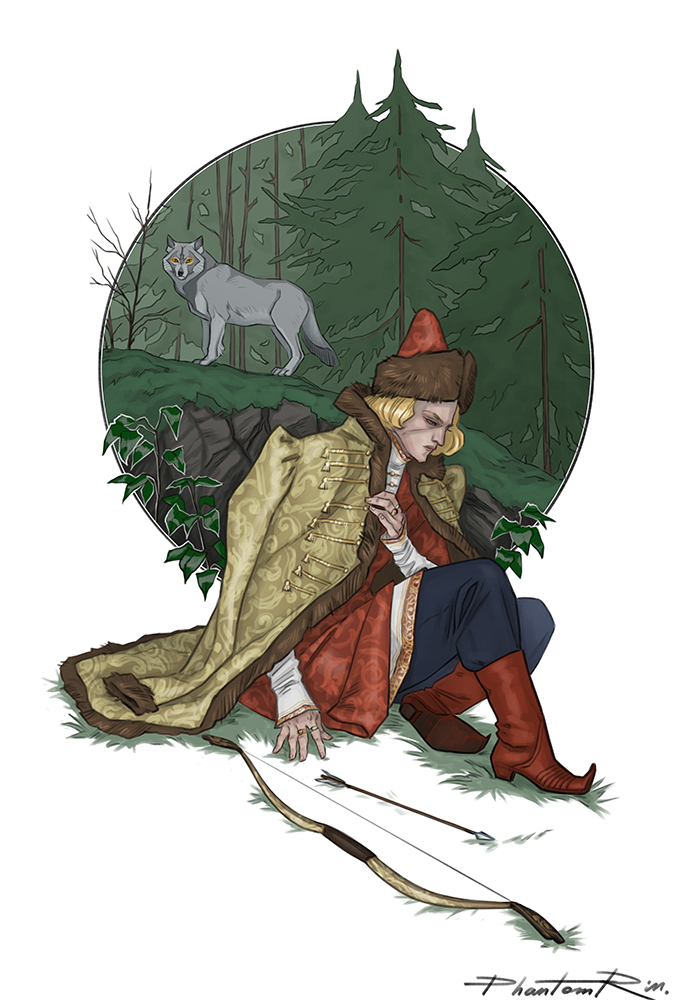 Иван-царевич и серый волк.  
Арт на тему одноимённой сказки 🐺  
#сказка #ИванЦаревичИСерыйВолк #русскаясказка #русскийкостюм #костюм #царевич #волк #art #иллюстрация #PhantomRin | Сетка — социальная сеть от hh.ru