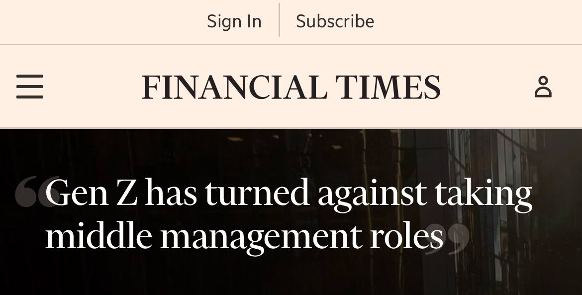 Зумеры (до 27 лет) не стремятся занять руководящие должности — Financial Times.
У молодого поколения полностью изменилось понимание карьерного успеха | Сетка — социальная сеть от hh.ru