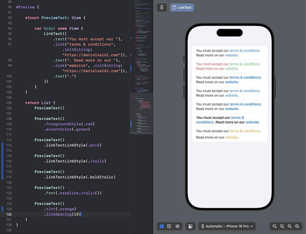 Creating a SwiftUI text view with tappable links
Гайд по реализации кликабельных ссылок в SwiftUI на основе Markdown.
Читать (En) | Сетка — социальная сеть от hh.ru