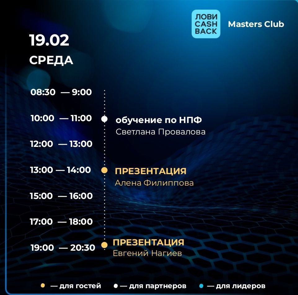 ✨Расписание на среду, 19 февраля ✨
🔌 10:00–11:00Расширенная встреча по НПФ
Спикер: Светлана Провалова
🔗https://t | Сетка — социальная сеть от hh.ru
