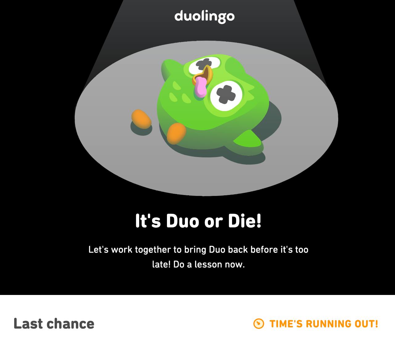 Стало известно, что надо сделать для возвращения совёнка Дуо.
Duolingo запустила специальный сайт bringback.duolingo.com, который считает очки опыта, заработанные пользователями в приложении | Сетка — социальная сеть от hh.ru