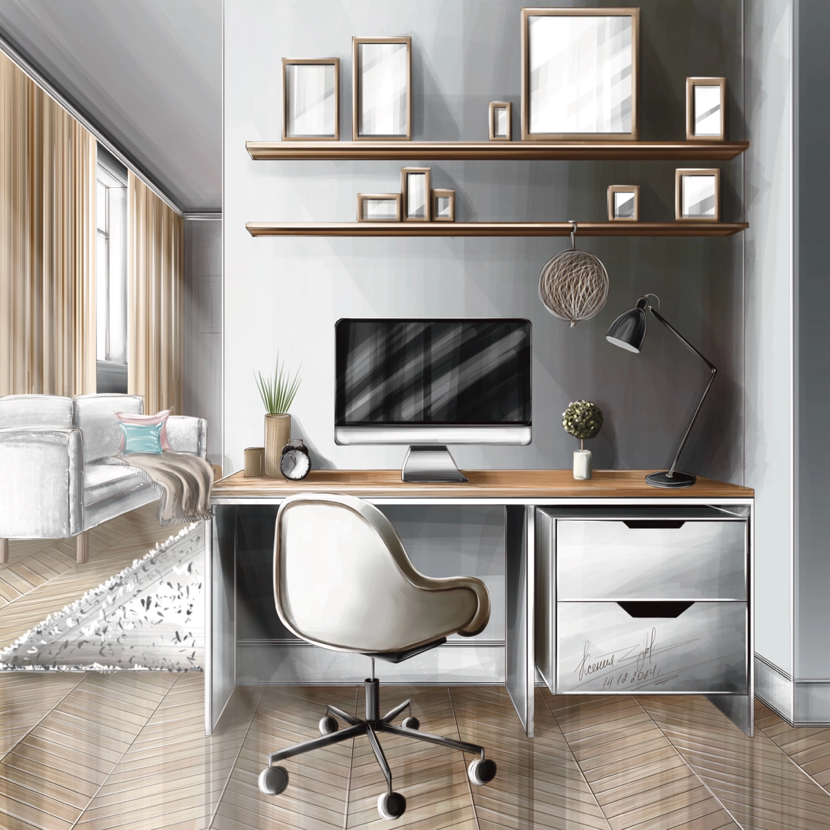 Рабочее пространство в квартире-студии.
#интерьер #интерьерныйдизайн #интерьеры #дизайн #дизайнинтерьера #дизайнмебели | Сетка — социальная сеть от hh.ru