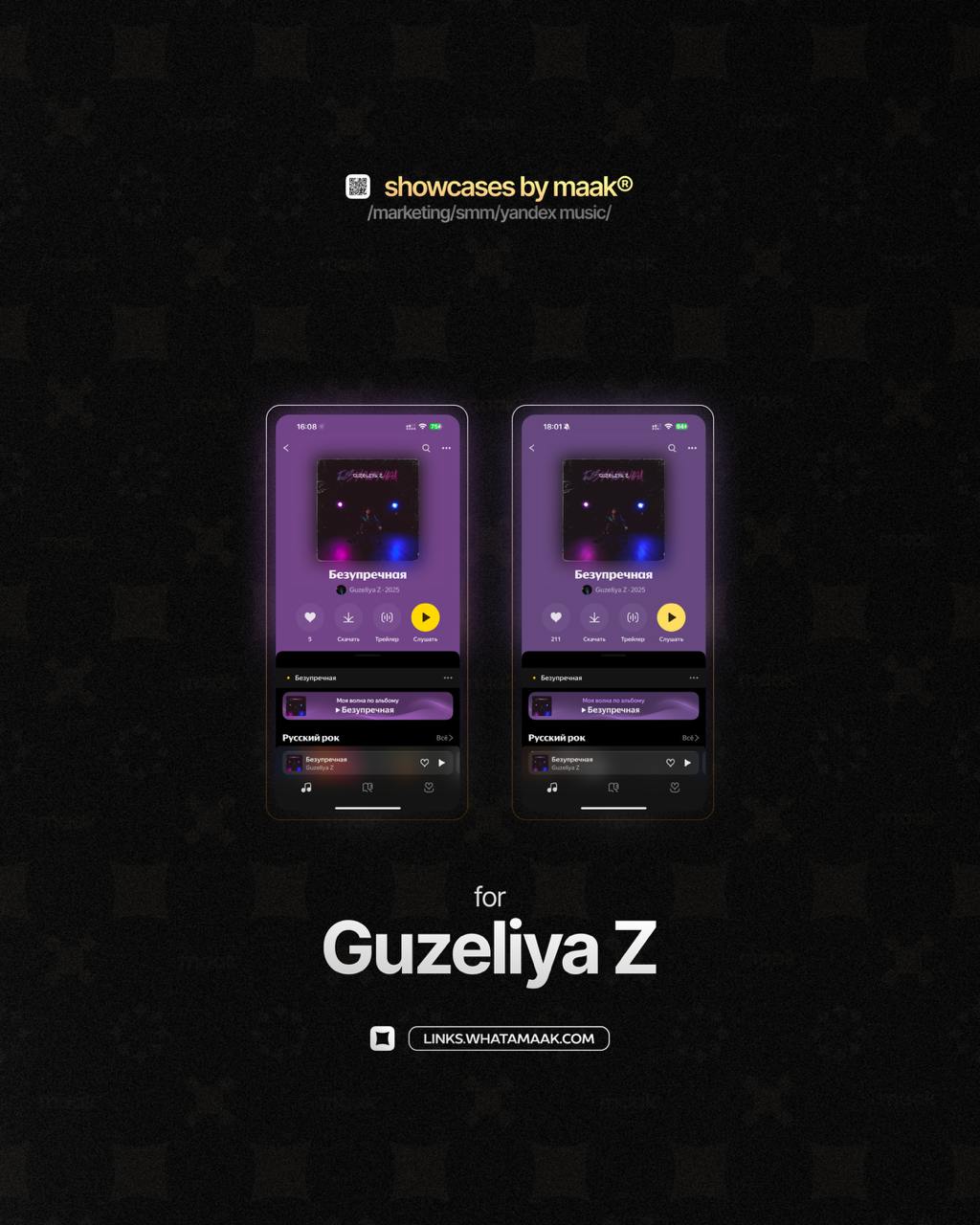 📱 Новый кейс — Продвижение в Яндекс Музыке для Guzeliya Z
💡 Что было сделано?
— Комплексное продвижение трека с целью увеличения прослушиваний и вовлеченности
🔥Заказать продвижение
⚡️Другие услуги#bym... | Сетка — социальная сеть от hh.ru
