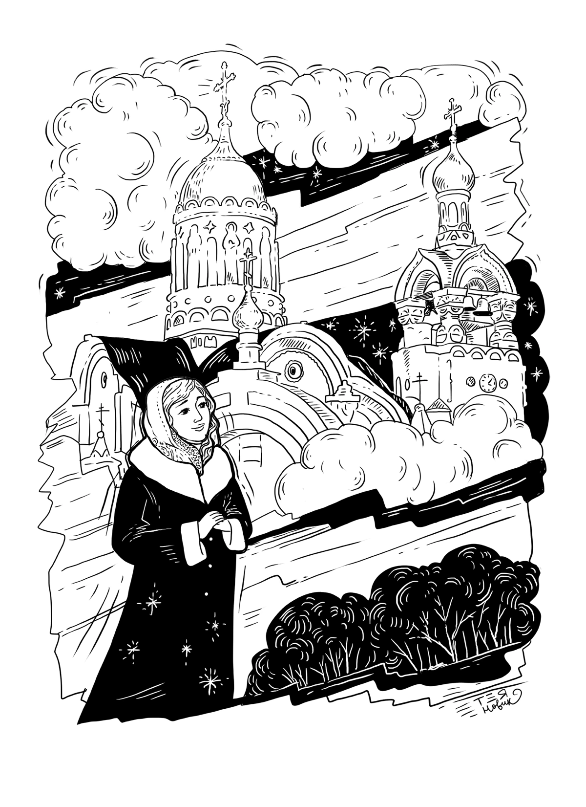 Иллюстрации для книги
Ирины Пономаревой «Параллели»
По заказу автора.
Иллюстратор: Тея Новик
Инструменты: Wacom Intous, Adobe Photoshop, MacBook Pro | Сетка — социальная сеть от hh.ru