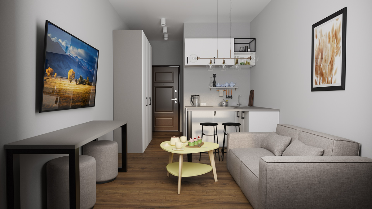 Большая жизнь в крошечной квартире: квартира-студия площадью 20
м2 🤩
Создание🧑‍💻 3D-визуализации апартаментов площадью 20 м² представляет собой увлекательный вызов, требующий максимального использован... | Сетка — социальная сеть от hh.ru