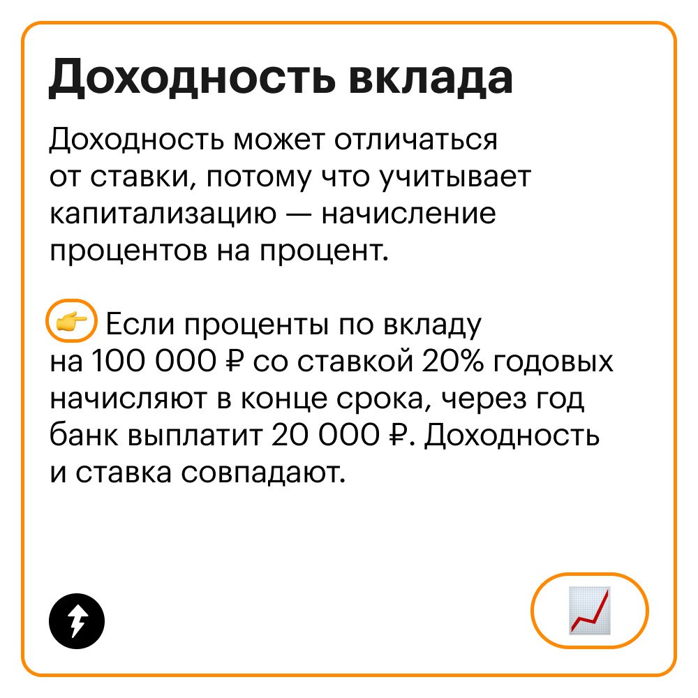 Ставка и доходность по вкладу: в чем разница?
Доходность и ставка по вкладу — близкие понятия. Они показывают, сколько денег вы получите в процентах годовых, когда вклад закроется | Сетка — социальная сеть от hh.ru