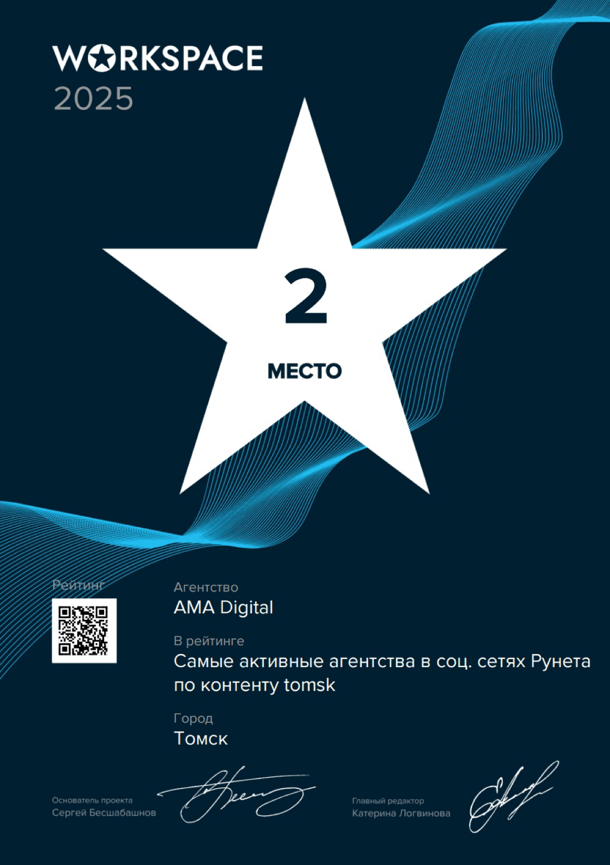 🎉 AMA Digital — в числе самых активных digital-агентств Томска! 🎉  
Мы не просто создаем сайты, бренды и контент — мы живем этим, делимся знаниями и вдохновляем digital-среду | Сетка — социальная сеть от hh.ru