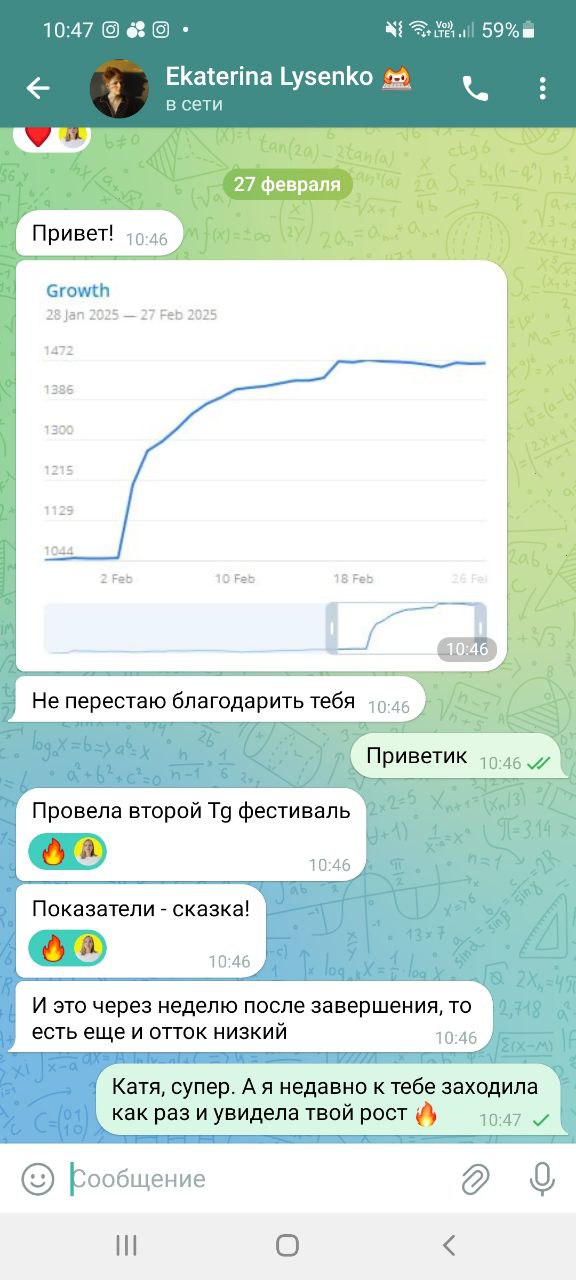 Обожаю, когда вы делитесь успехами
Катя была на консультации в сентябре. Из 50 бесплатных инструментов продвижения выбрали тот, которой подходит для её ниши, склада характера, стиля работы | Сетка — социальная сеть от hh.ru