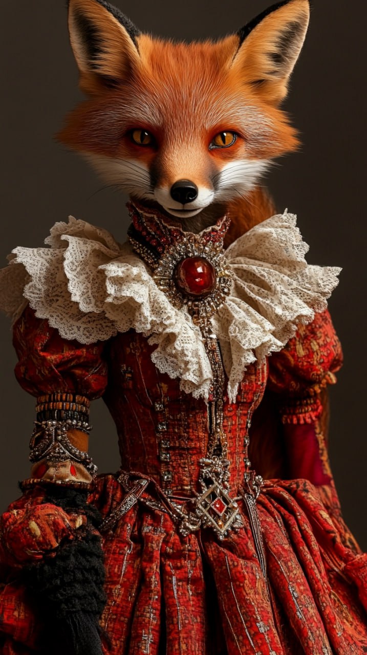 Изображения: MidJourney
Prompt для генерации изображений:
Portrait editorial: A creative anthropomorphic fox posing against a neutral gray background, wearing avant-garde fashion: an asymmetrical dres... | Сетка — социальная сеть от hh.ru