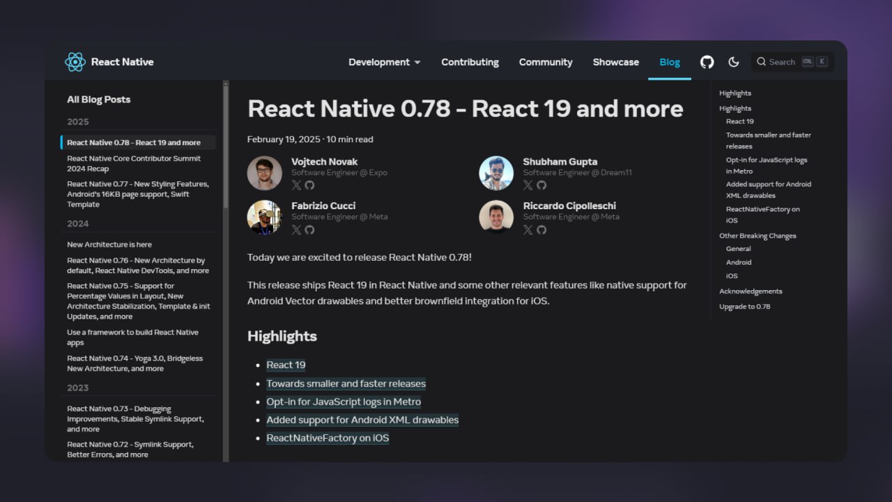 #НовостиРазработки React Native 0.78
React Native — open-source фреймворк от Meta. Позволяет создавать приложения для iOS и Android, используя JavaScript и React | Сетка — социальная сеть от hh.ru
