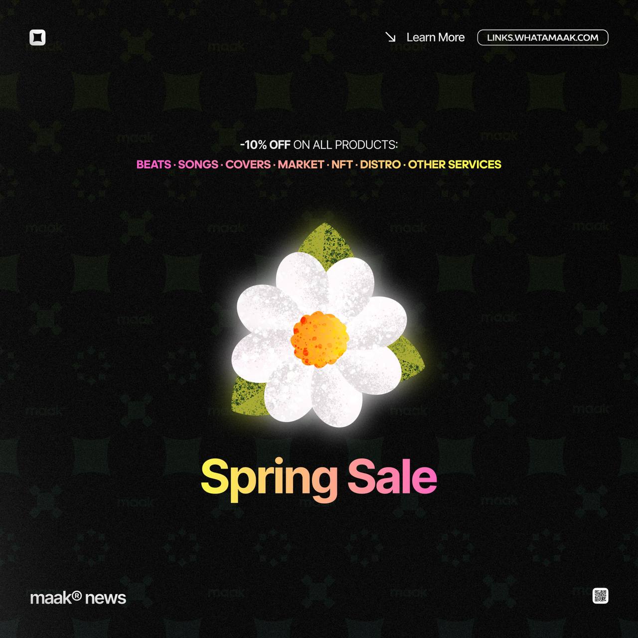 💐 ВЕСЕННИЕ СКИДКИ — ВЕСЬ МЕСЯЦ!
С 1 по 31 Марта (включительно) по промокоду «SPRING10» действует —10% скидка на все продукты от maak® | Сетка — социальная сеть от hh.ru