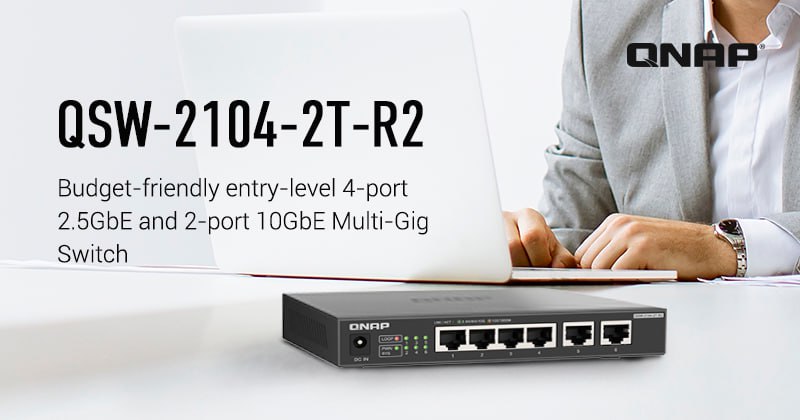 QNAP представила 10GbE-коммутатор QSW-2104-2T-R2
QNAP анонсировала неуправляемый коммутатор QSW-2104-2T-R2 в компактном настольном форм-факторе. Он оснащён двумя портами 10GbE (совместимыми с 1/2 | Сетка — социальная сеть от hh.ru