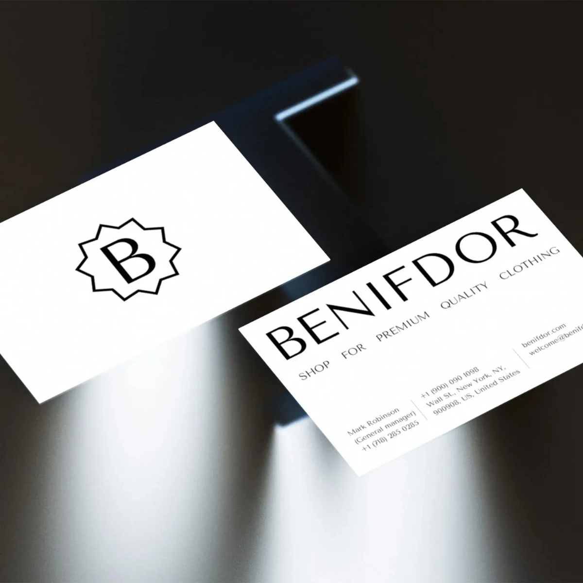 Айдентика для магазинов одежды BENIFDOR
Требовалось разработать нейминг, логотип, фирменный стиль и различные носители.
Логотип представлен в двух вариантах: шрифтовом и знаке | Сетка — социальная сеть от hh.ru
