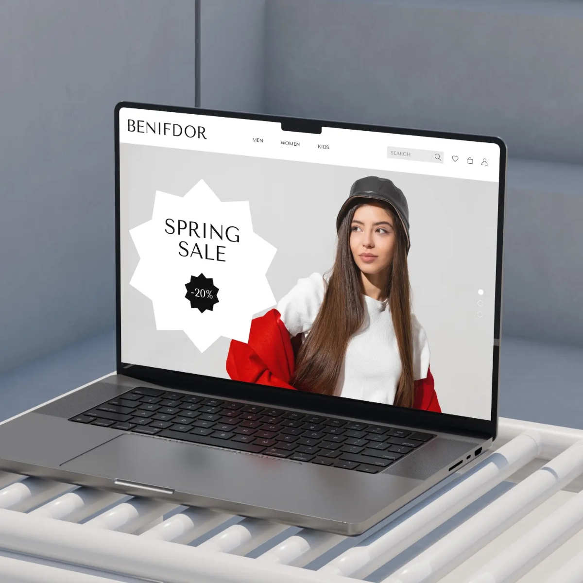 Айдентика для магазинов одежды BENIFDOR
Требовалось разработать нейминг, логотип, фирменный стиль и различные носители.
Логотип представлен в двух вариантах: шрифтовом и знаке | Сетка — социальная сеть от hh.ru